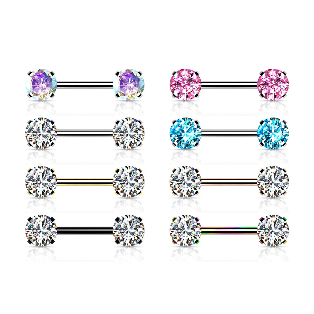Round Gems Threadless Nipple Bar 14g