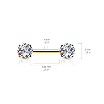 Round Prong Gem Threadless Nipple Bar