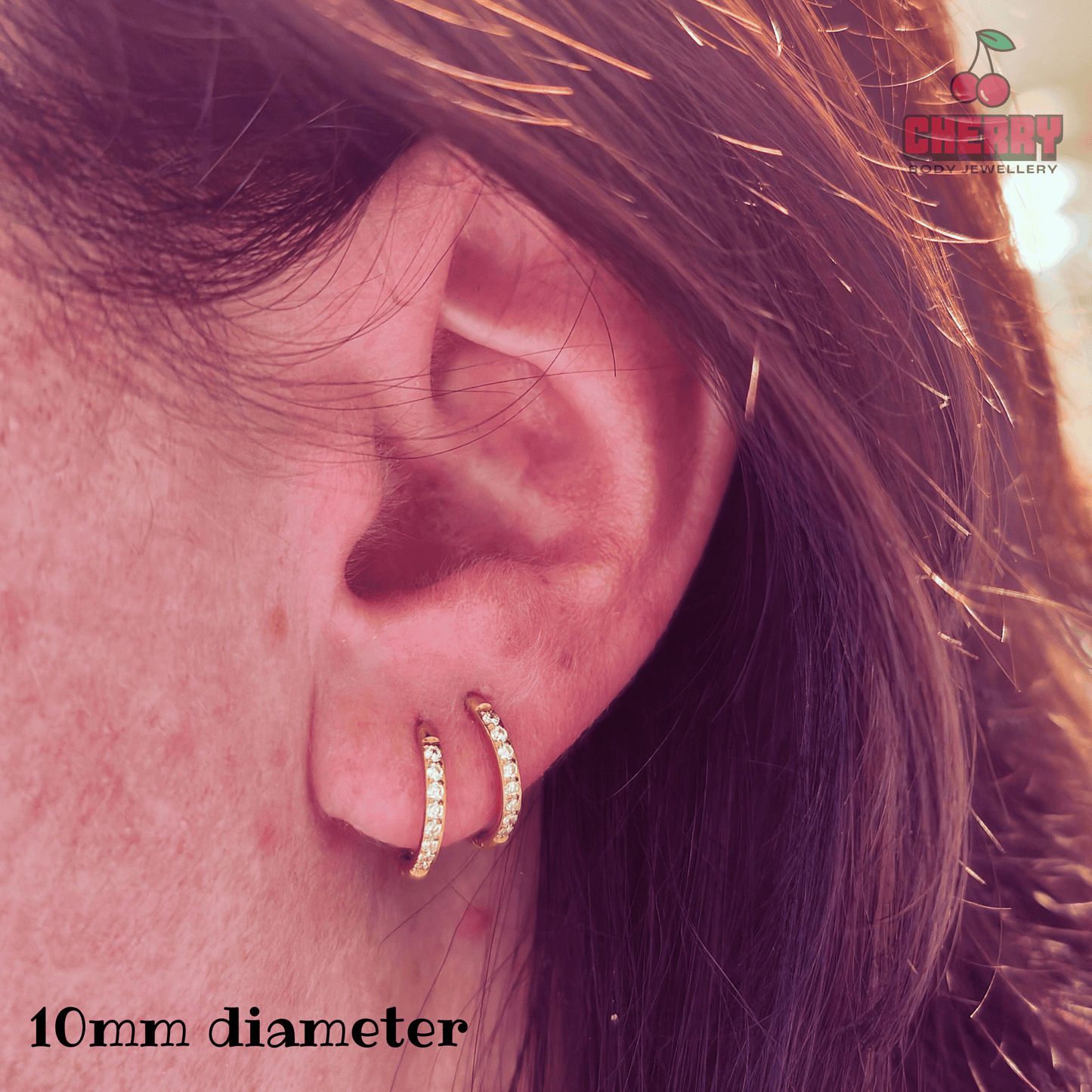 Silver CZ Hinged Clicker Huggie Hoop Earrings 10mm