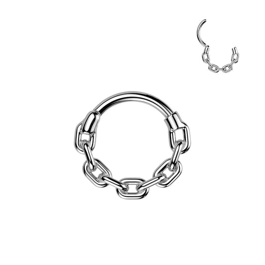 Silver Chain Hinged Clicker Ring 16g