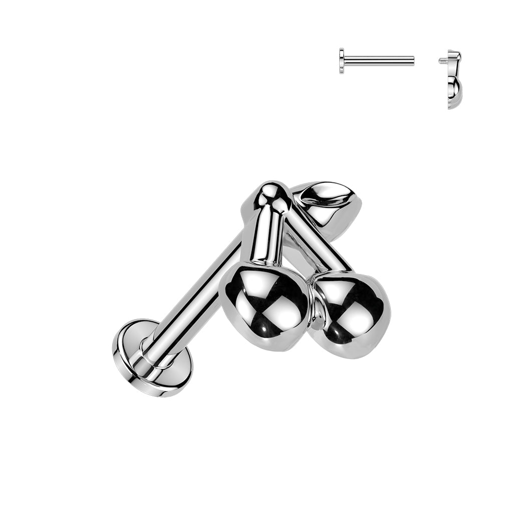 Silver Cherries Flat Back Stud 16g