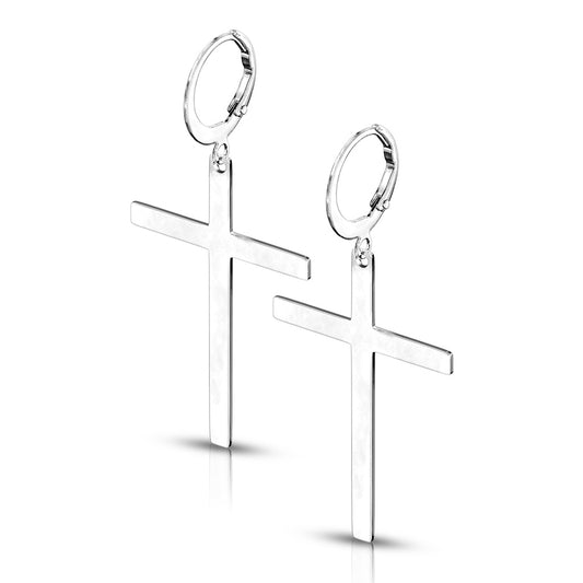 Silver Cross Dangle Earrings