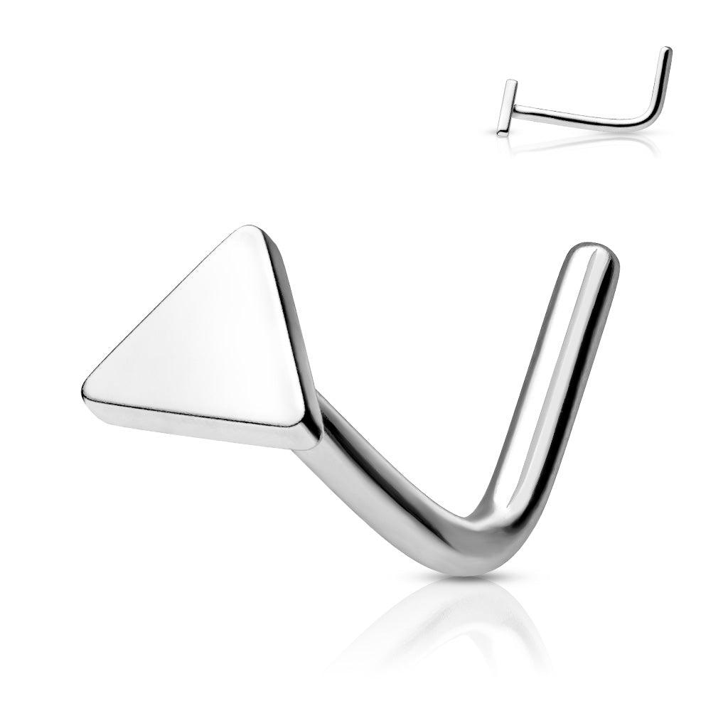 Silver Flat Triangle 'L' Bend Nose Stud 20g