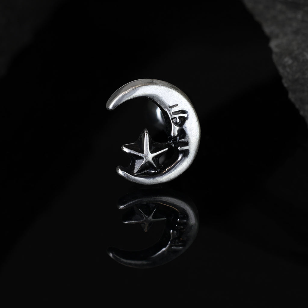 Silver Moon Cartilage Earring Bar 16g