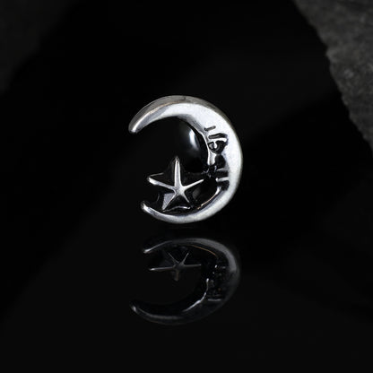 Silver Moon Cartilage Earring Bar 16g