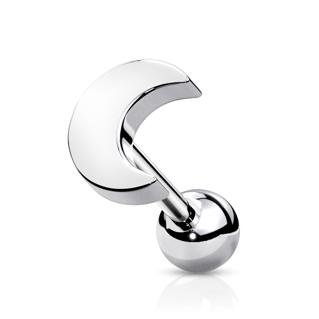 Silver Moon Tragus Cartilage Earring 16g
