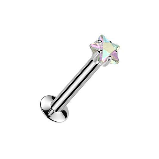 Silver Star AB Gem Internally Threaded Flat Back Stud 16g
