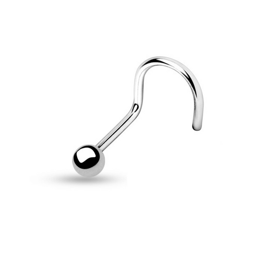 Silver Steel Ball Nose Screw Ring 
