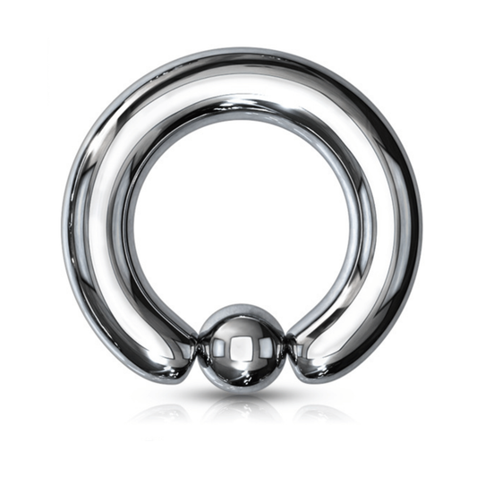Silver Steel Captive Bead Ring Large Gauge 