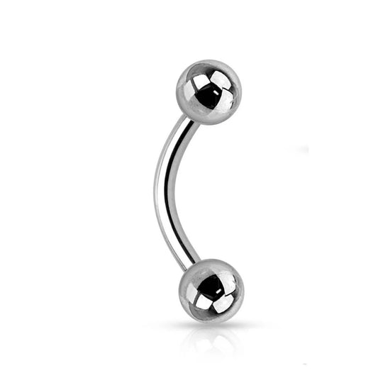 Silver Steel Curved Barbell with Ball