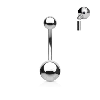Silver Steel Internally Threaded Belly Button Bar 14g