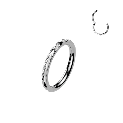 Silver Steel Outward Chevron Cut Clicker Ring 