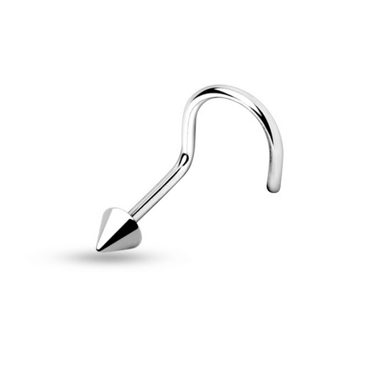 Silver Steel Spike Nose Screw Ring