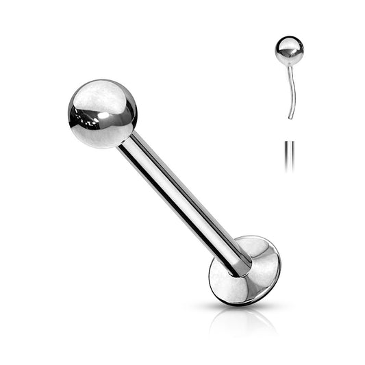 Silver Steel Threadless Ball Flat Back Stud