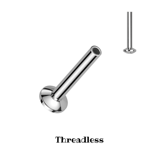 Silver Steel Threadless Flat Back Stud Base Post 20g-16g