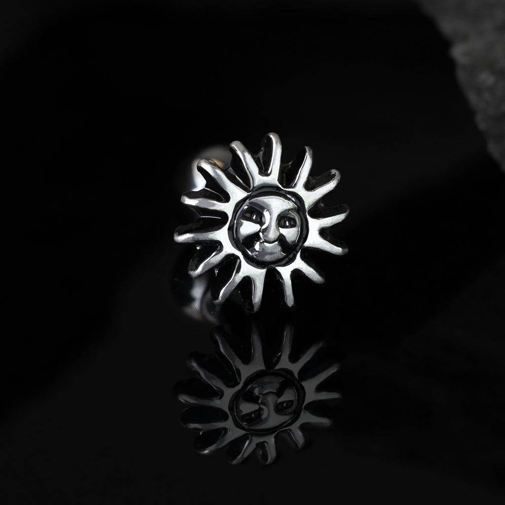 Silver Sun Cartilage Earring Bar 16g