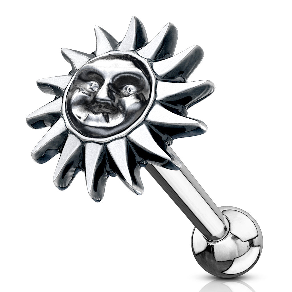 Silver Sun Cartilage Earring Bar Zoom