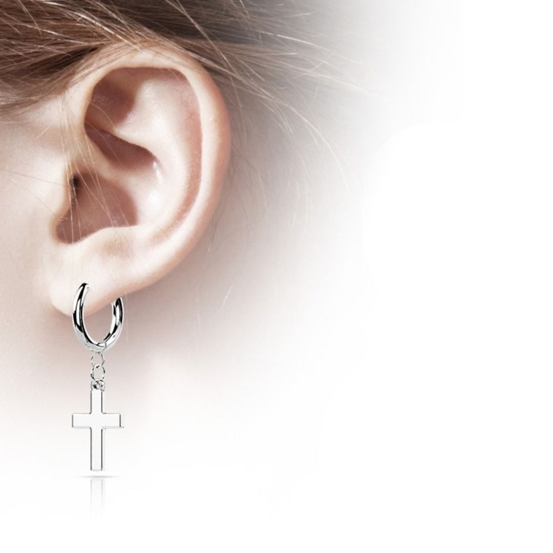 Silver Surgical Steel Cross Dangle Earrings