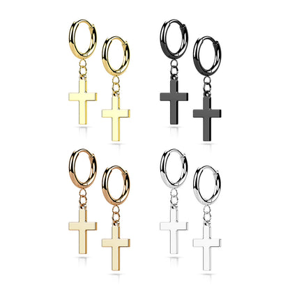 Silver Surgical Steel Cross Dangle Earrings colours