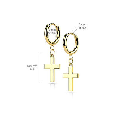 Silver Surgical Steel Cross Dangle Earrings measurements