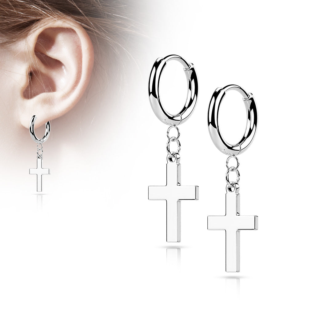 Silver Surgical Steel Cross Dangle Earrings (pair)
