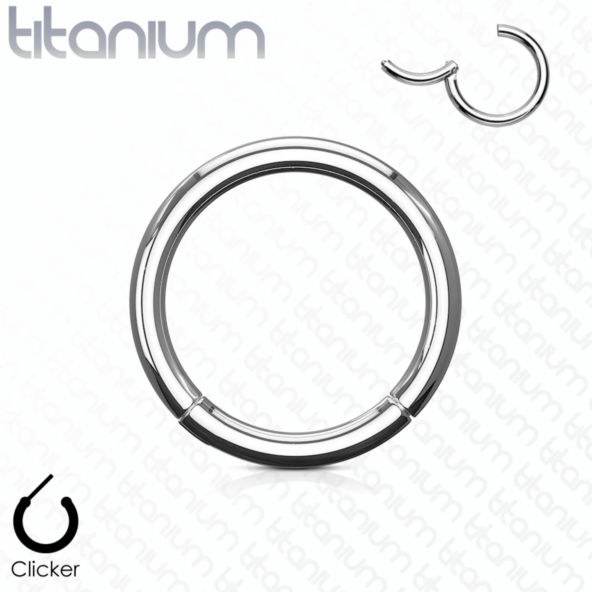 Silver Titanium Hinged Piercing Clicker Ring