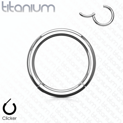 Silver Titanium Hinged Piercing Clicker Ring