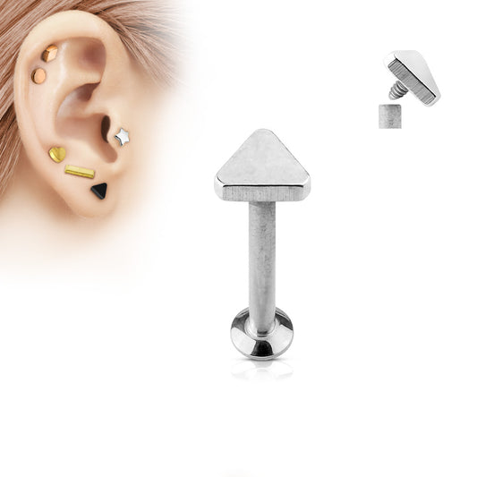Silver Triangle Internally Threaded Flat Back Stud 16g