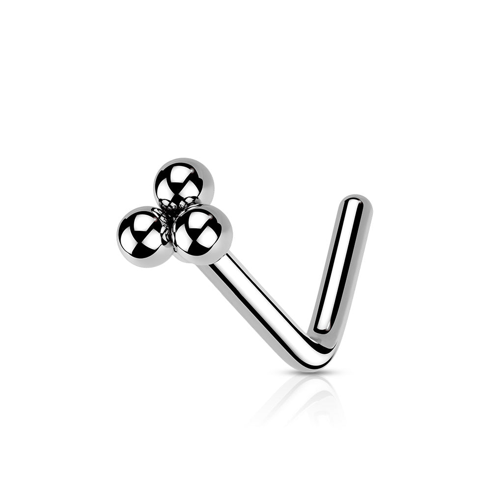 Silver Trinity Ball 'L' Bend Nose Stud