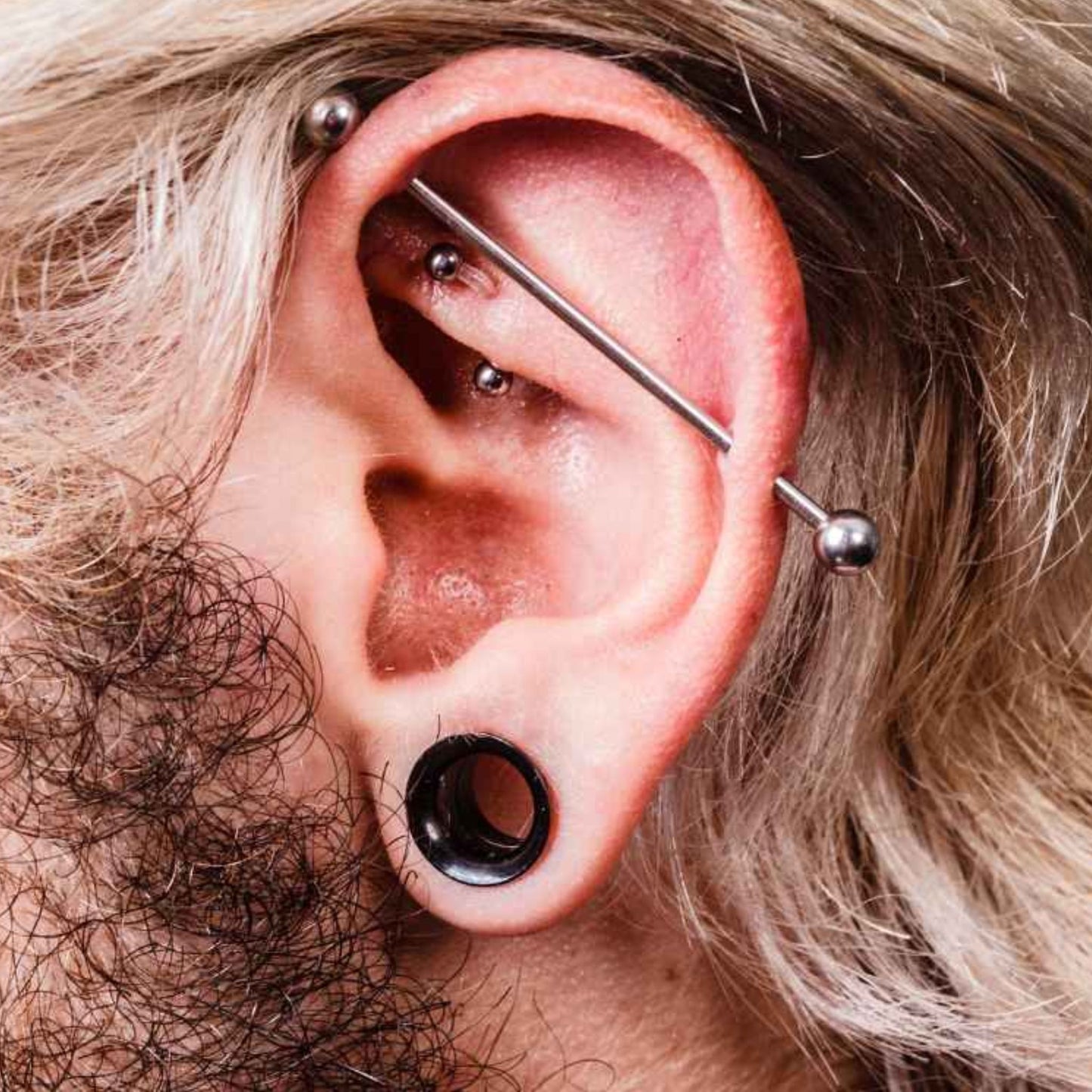 Silver industrial barbell
