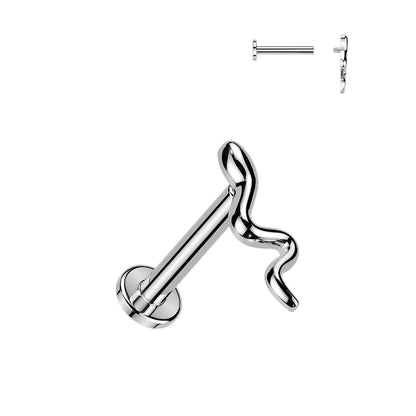 Slithering Snake Silver Flat Back Stud 16g