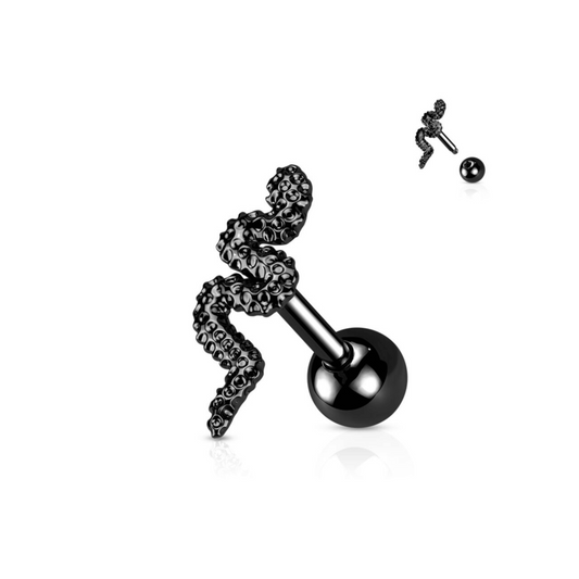 Snake Ear Cartilage Helix Piercing Bar Black