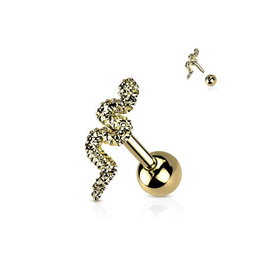 Snake Ear Cartilage Helix Piercing Bar Gold