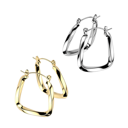 Stainless Steel Geometric Twisted Hoop Earrings
