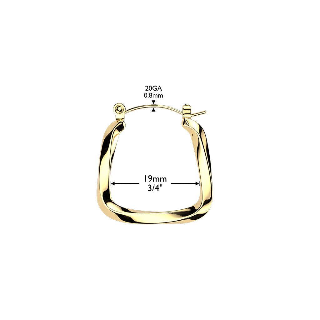 Stainless Steel Geometric Twisted Hoop Earrings dimensions