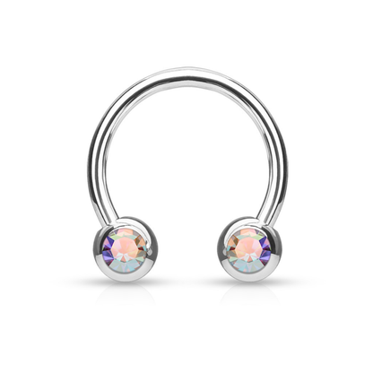 Steel Horseshoe Aurora Borealis Gem