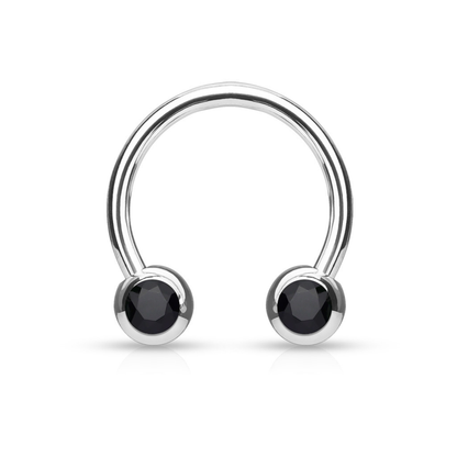 Steel Horseshoe Black Gem