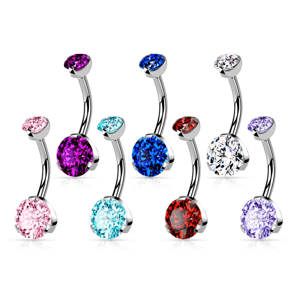 Steel Round Gem Internally Threaded Belly Button Bar