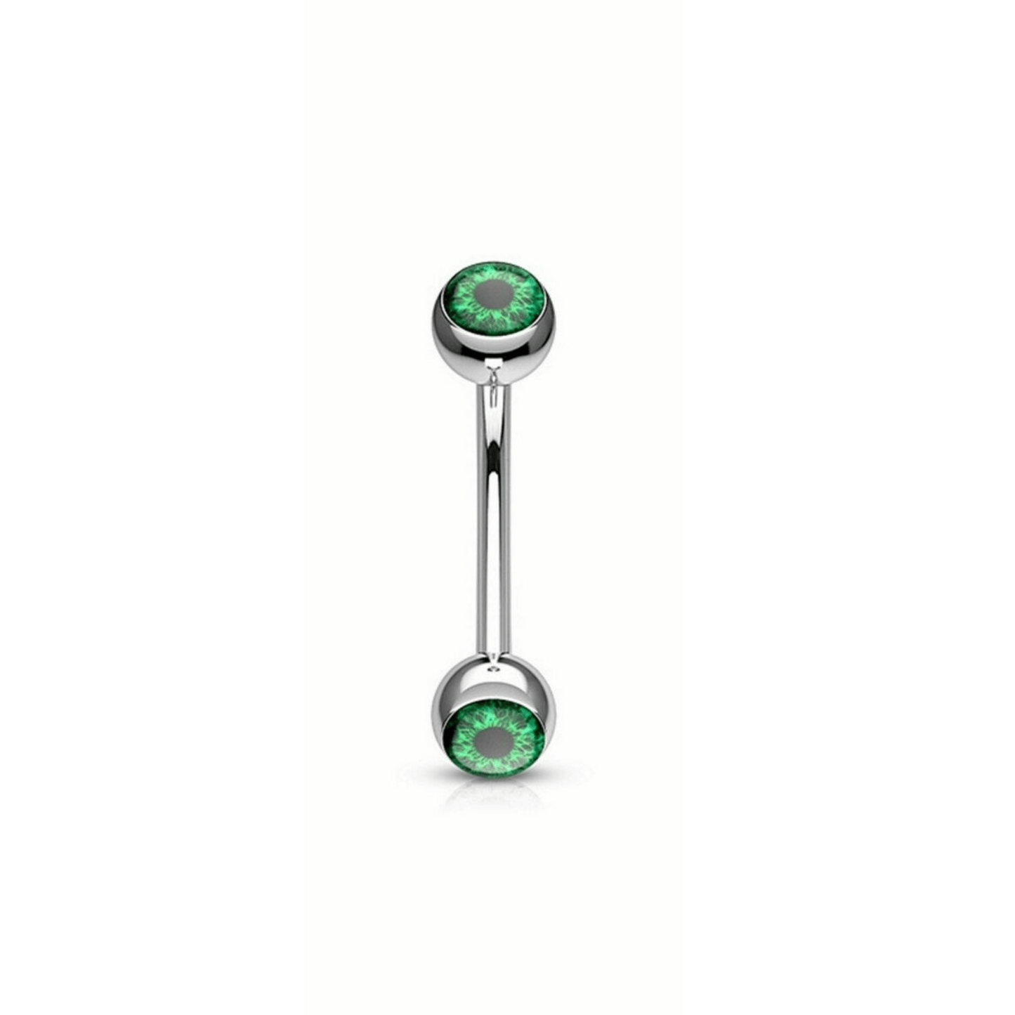 Steel eyeball eyebrow bar green