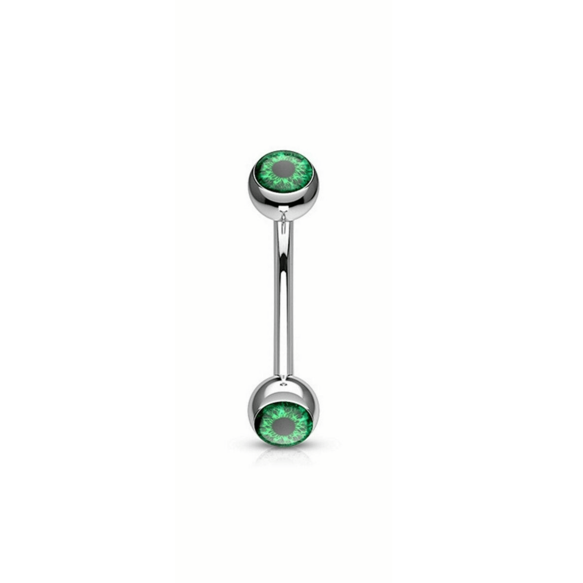 Steel eyeball eyebrow bar green
