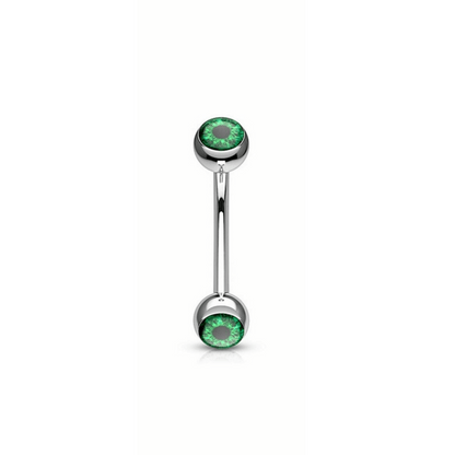 Steel eyeball eyebrow bar green