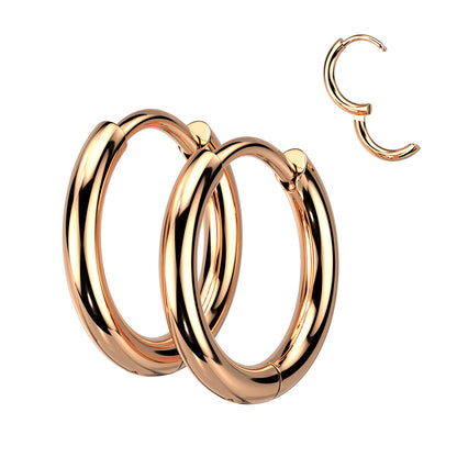 Surgical Steel Classic Rose Gold Huggie Hoops (pair)