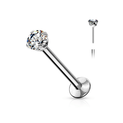 Threadless Clear Prong Set Gem Flat Back Stud