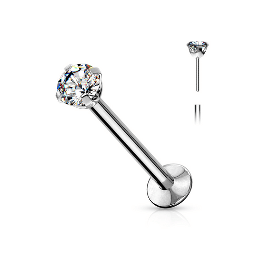Threadless Clear Prong Set Gem Flat Back Stud