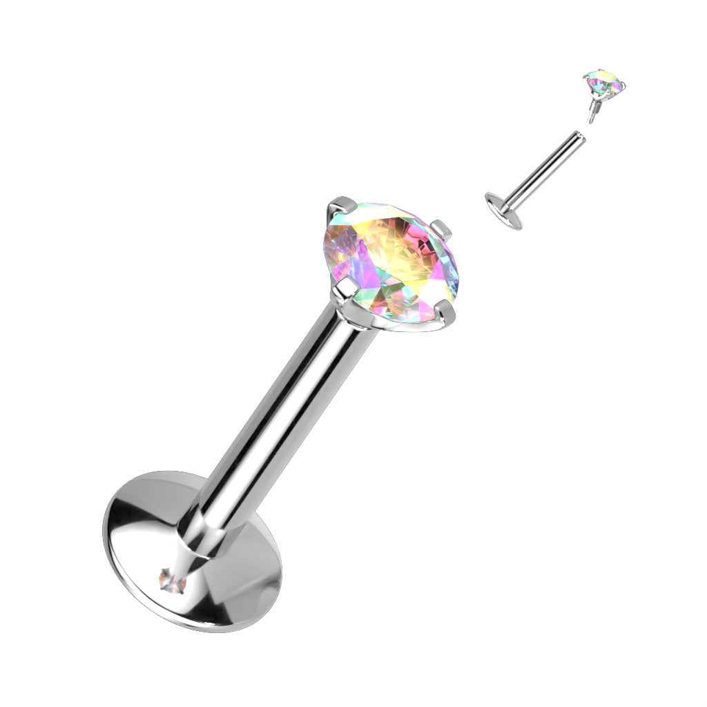 Titanium Aurora Borealis Gem Long Thread Flat Back Stud