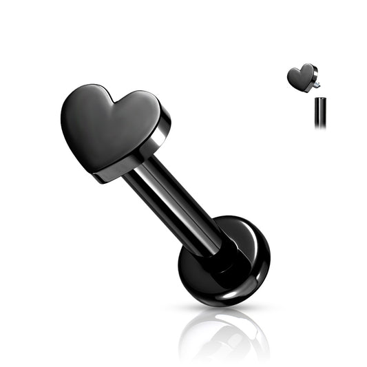 Titanium Black Micro Heart Flat Back Stud 16g