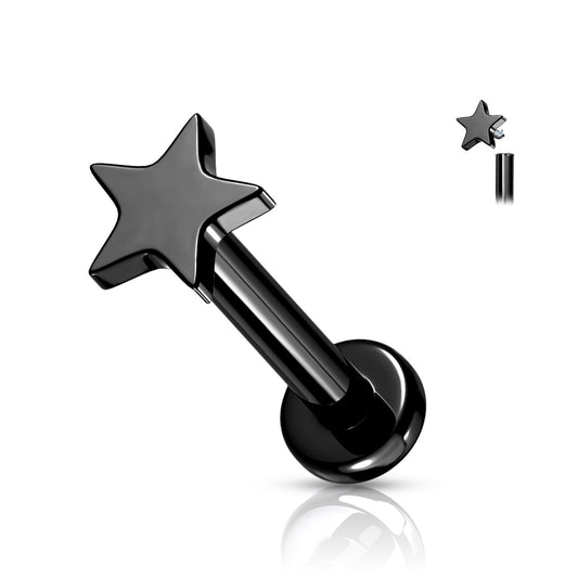 Titanium Black Micro Star Flat Back Stud 16g
