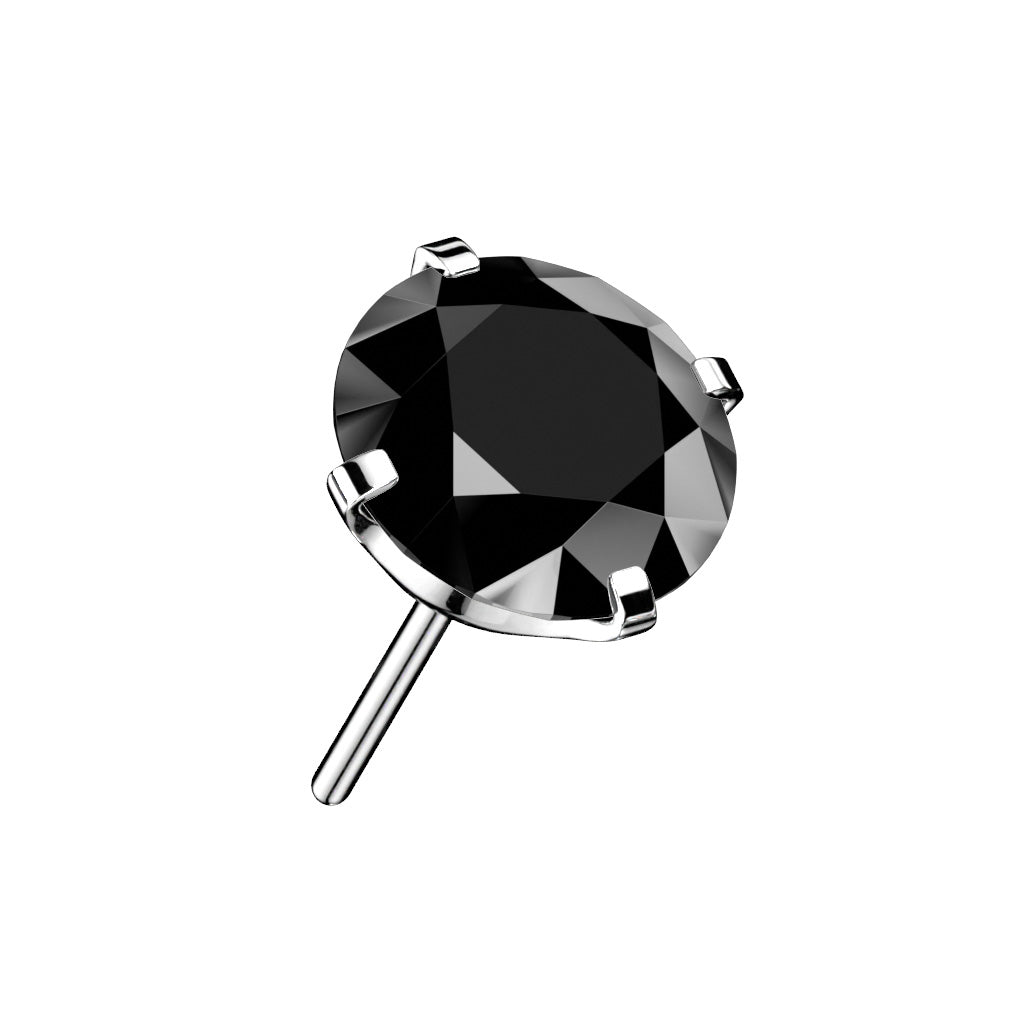 Titanium Black Round Prong Set Gem Threadless Top