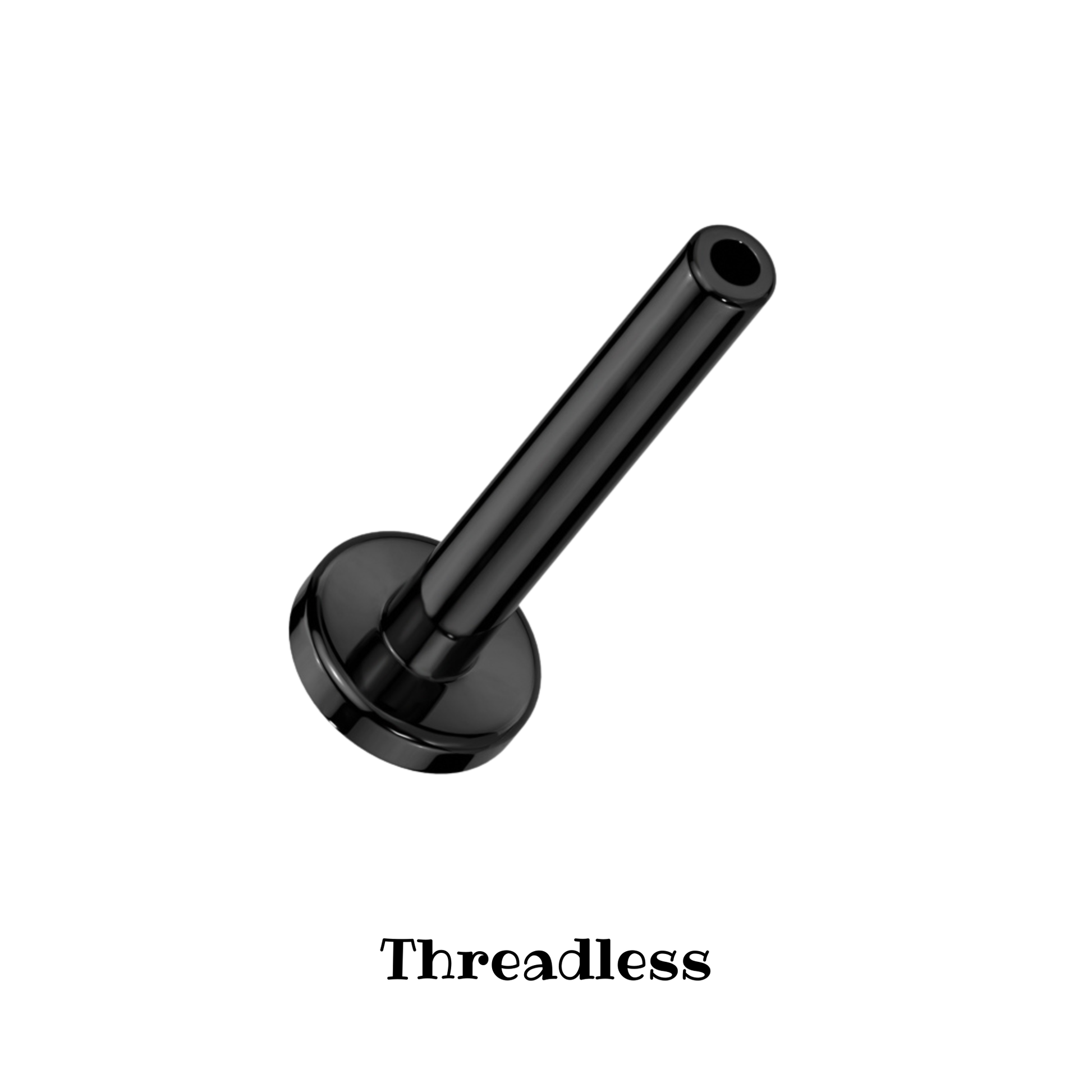 Titanium Black Threadless Flat Back Stud Base Post 16g