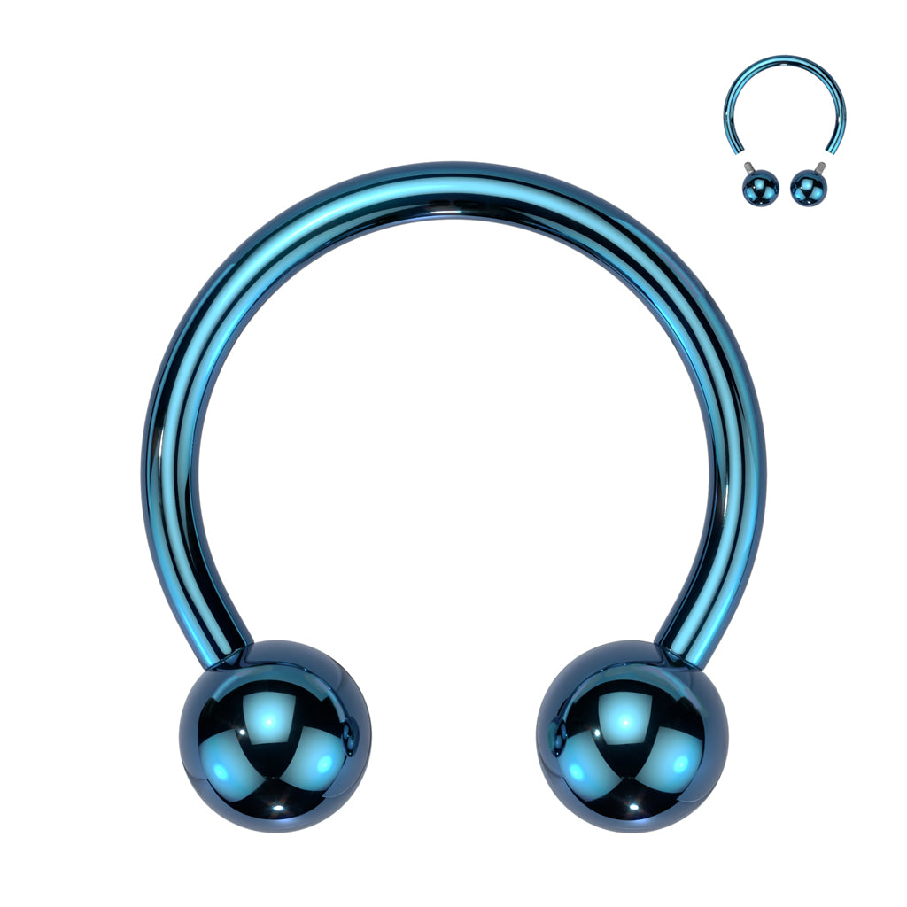 Titanium Blue Circular Internally Threaded Horseshoe Barbell
